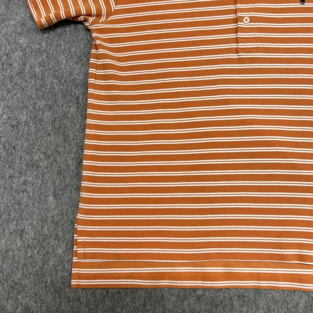 Ralph Lauren Polo Shirt Mens M Orange‎ White Stripe Button Down Collar Pony Big